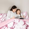 thumbnail image 5 of Castle Fairy Boys Girls Abstract Gradient Marble Full Size Comforter Sets 3-Piece,Stone Pattern Bedding Comforter Set,Pink White Lightweight Bedding Sets,Breathable Home Decor,Reversible, 5 of 8