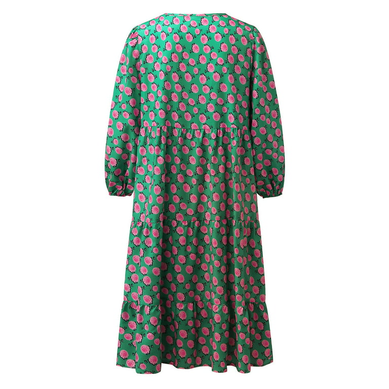 Morcel Mossimo Women's Puff Sleeve Pleat Buttons Maxi A-Line Dress Bro -  Shop Linda's Stuff