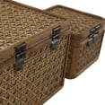 thumbnail image 4 of DecMode Handmade Woven Rattan Brown Rattan Decorative Box with Bronze Latches, 2 Count, 4 of 10