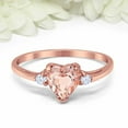 thumbnail image 3 of HeartsAndYou 1ct Natural Heart Morganite Diamond Ring Trilogy Minimalist 14k SOLID Rose Gold, 3 of 9