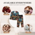 thumbnail image 7 of Salouo Galactic Jungle Dinosaurs Pattern Women's Pajamas Set Long Sleeve Button Down Sleepwear Soft Pj Lounge Sets for women 2 Piece Pjs Set with Long Pants-Small, 7 of 7