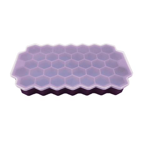 

Ice Cube Trays with Lids Small Food Grade Silicone for Freezer Flexible Easy-Release Stackable Ice Cube Mold Deep Purple