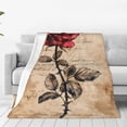 thumbnail image 1 of Fotbe Vintage Rose Botanical Art Manta de Franela Acolchonada con Estampado, Súper Suave y Esponjosa, Extra Grande para Sofá, Cama, Uso Todo el Año-80"x60", 1 of 7
