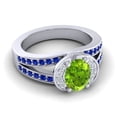 thumbnail image 3 of Diamond-Capitals 2.35 Carat Oval Cut Peridot & Blue Sapphire Gemstone Beautiful Wedding Ring for Ladies in Solid 18K White Gold Size 7, 3 of 8