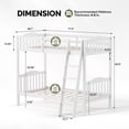 thumbnail image 4 of Ktaxon Twin over Twin Bunk Bed, Solid Wood Bed Frame with Guardrails, Space Saving Design for Bedroom, White-Basic Version, 4 of 9