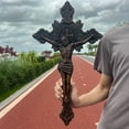 thumbnail image 4 of Saint Benedict Exorcism Cross Decorative Wood Carving Catholic Cross Wall Hanging Church Gift, 4 of 7