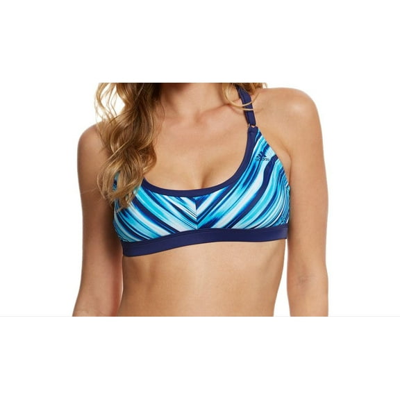 ADIDAS Women's Blend A Hand Swim Bikini Top, Blue, Medium