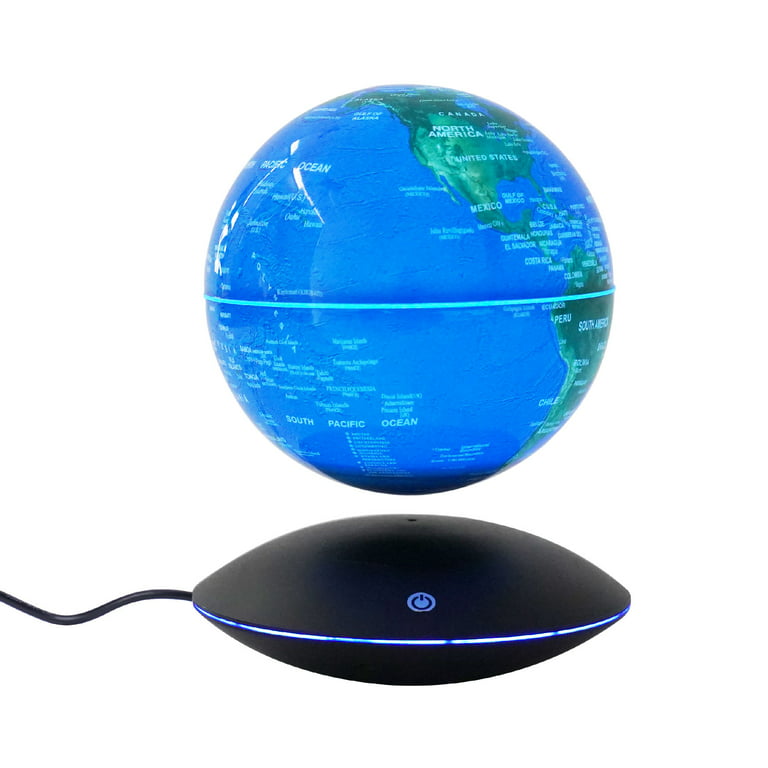 Loyalheartdy Magnetic Levitation Globe, 6 LED Multi-color Floating Globe  Suspended Rotating Earth World Map Globes Desk Lamp 12V