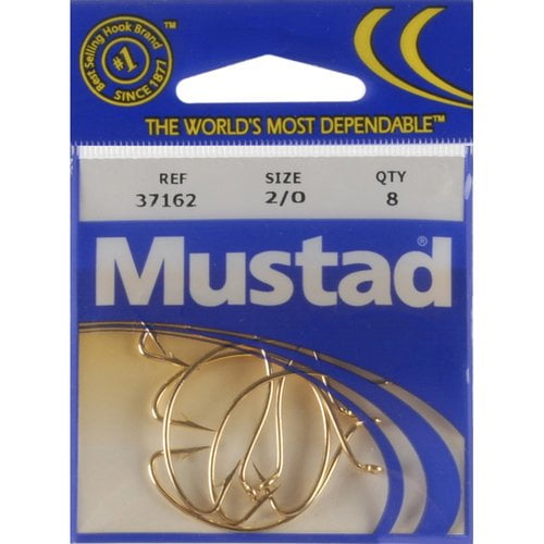 MUSTAD BEAK 92665-GOLD C.-LONG SHANK-SPECIAL BEND-SIZE 4-FORGED-RINGED-140 COUNT 