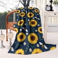 thumbnail image 2 of DarkBlue Sunflower Bee Pattern Blanket,Comfortable Soft Flannel Throw Blanket,All Season,Warm Lightweight Blankets for Sofa Bed Couch Living Room Chair,40"x50", 2 of 4