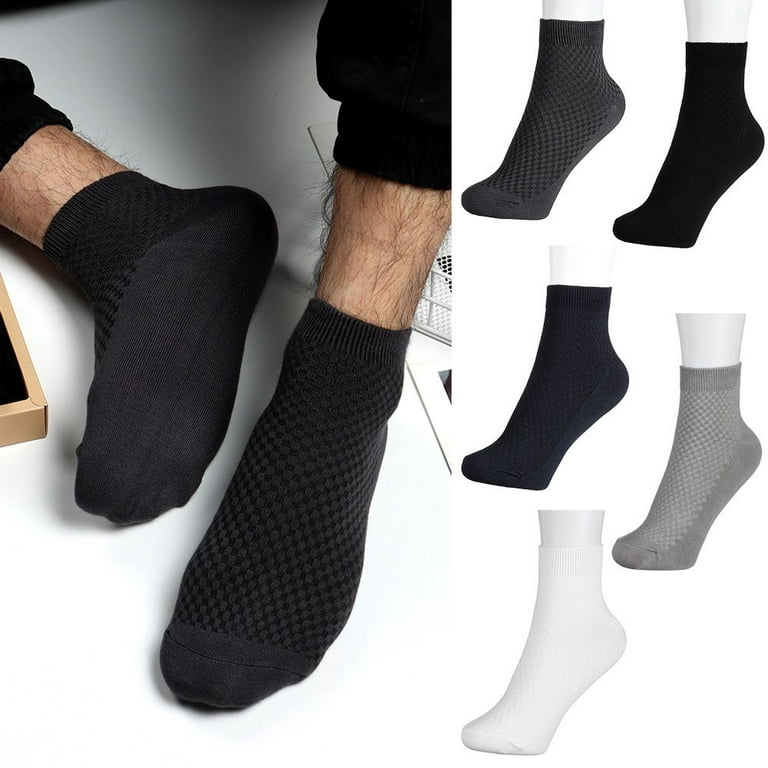 5 Pairs Winter Soft Business Breathable Bamboo Fiber High Long Sock Black  Men Socks Cotton Socks MIDDLE TUBE 