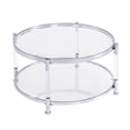 thumbnail image 4 of Holaki Contemporary Acrylic Coffee Table, 32.3'' Round Tempered Glass Coffee Table, Silver  Coffee Table for Living Room,Chrome, 4 of 10