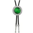 thumbnail image 1 of HIMONGOO Cravate Ronde en Jade Vert pour Hommes Femmes Collier de Mariage Western Cowboy, 1 of 2