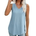 thumbnail image 3 of successthop Tank Tops for Women Summer Tunic Solid Split Curvy Hem Shirts Sleeveless Tees Blouse V Neck Tshirts Loose Fit Pullovers Clothes, 3 of 6
