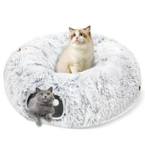 LJSXFI Plush Cat Tunnel with Cat Bed for Indoor Cats, Multifunctional Cat Donut Tunnel for Small Medium Large Cats Kitten Rabbit Puppies
