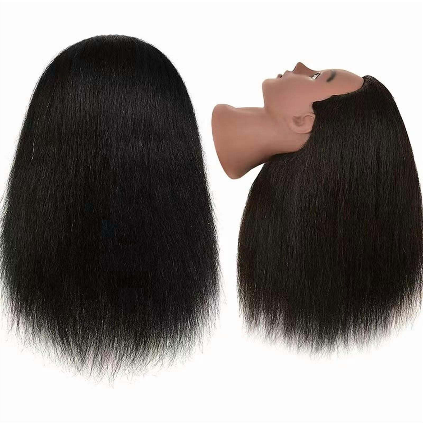 Mannequin Head with Human Hair with Stand for Hairdresser Practice Cosmetology Manikin Doll Training Head Braiding Styling Coloring Cutting Updos Display