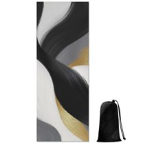Black White Gray Gold Marble Pattern Hot Yoga Mat Towel Non Slip for Hot Yoga - Quick-Drying Yoga Mat Cover with 4 Corner Pockets with Travel Bag - Hot Yoga Towel Non Slip 74"x26"