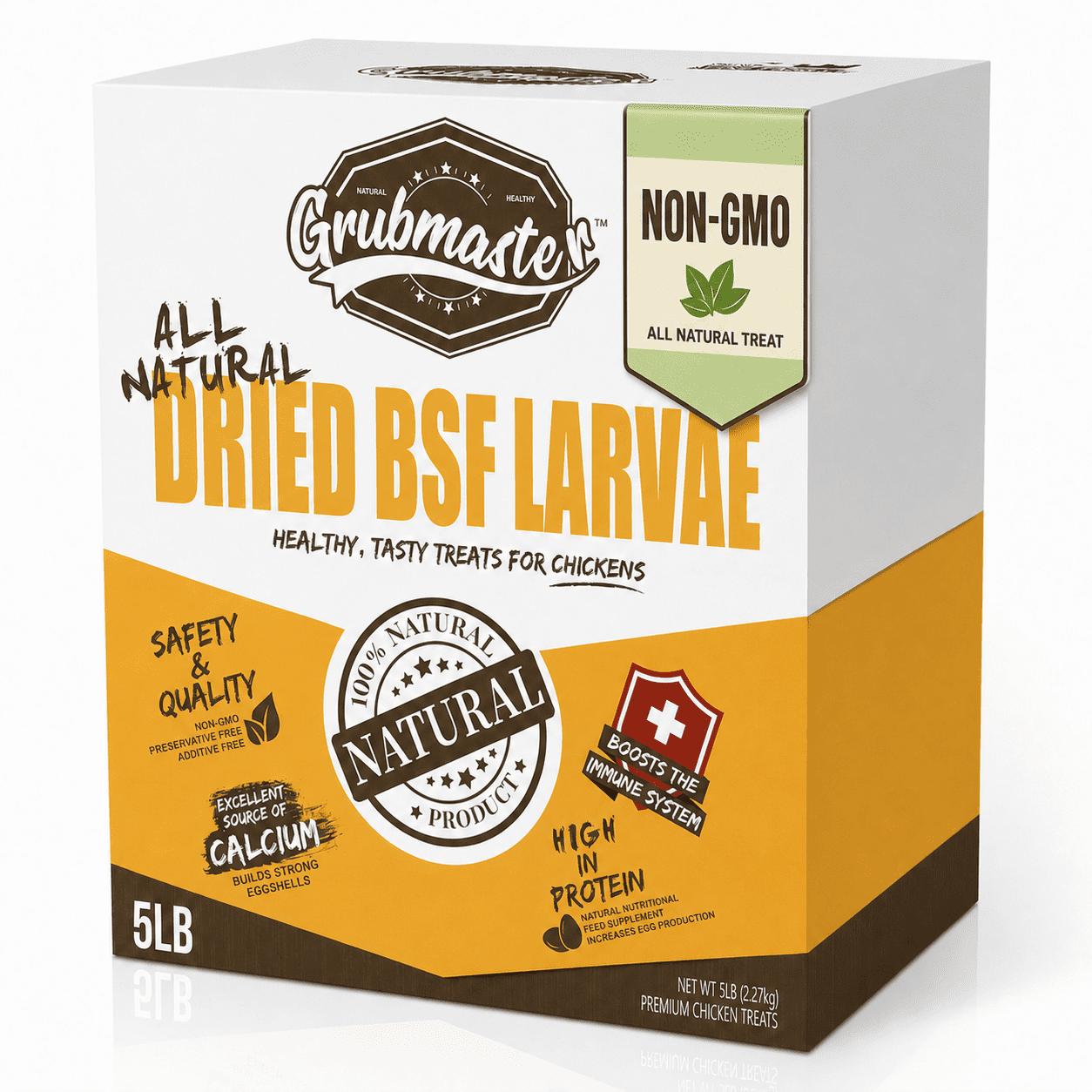 GRUBMASTER Dried Black Soldier Fly Larvae for Chickens, Natural Healthy Chicken Treats for Backyard Poultry - 5 lb. Bag