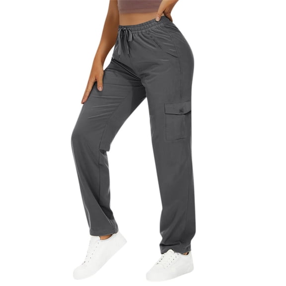 Blmnix Cargo Sweatpants Winter Pants for Women Casual Pants Pleated Jeans Gray Straight-Leg Relaxed Fit Full High Wide Leg Trousers Women,XL