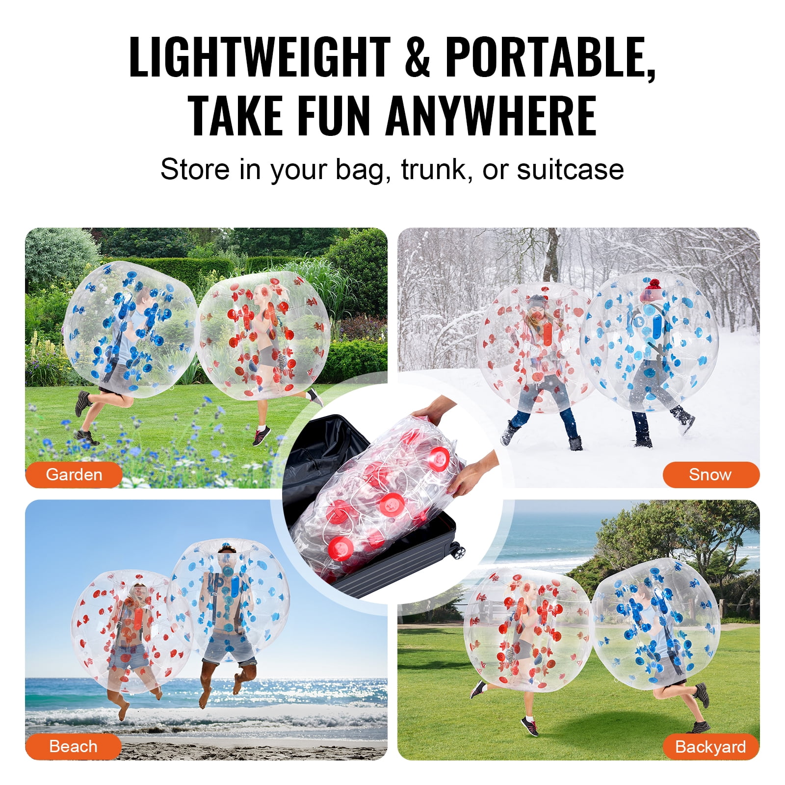 KFFKFF 2-Pack 4FT/1.2M Inflatable Bumper Balls Sumo Zorb Balls for Teens & Adults