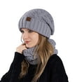 thumbnail image 1 of Gorro de lana de color liso para invierno, grueso, cálido, con protección auditiva y contra el frío, de punto, conjunto de dos gorros para mujer., 1 of 2