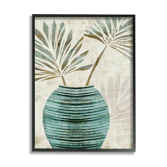 Stupell Industries Boho Plant Vase Botanical & Floral Painting Black Framed Art Print Wall Art, 11 x 14