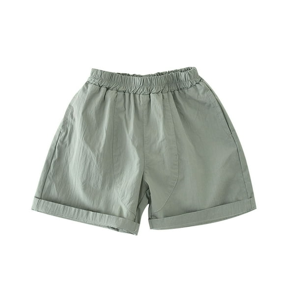 ZACPNCV Baby Girls Cotton Shorts Summer Elastic Waist Cute Beach Shorts for Toddler Baby Girl Olive Green 12-18 Months