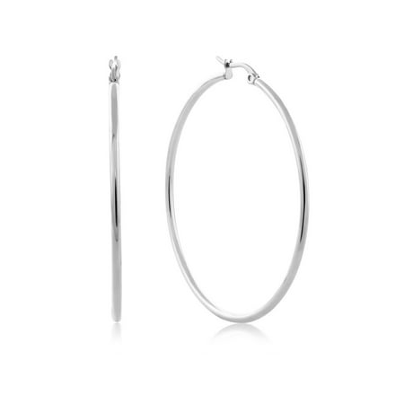 2 Inch Long Earrings - 2 Inch Stunning Stainless Steel Hoop Earrings (50mm Diameter)