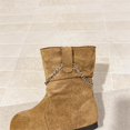 thumbnail image 4 of Girls Winter Boots Kids Snow Shoes Faux Suede Upper Fleece Lined Mid Calf Boot Pull-On Non Slip Outsole for Cold Outdoor Daily Wear, 4 of 9