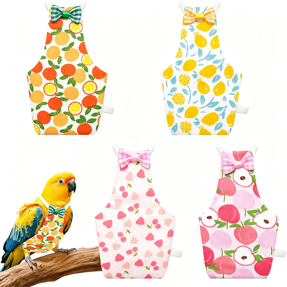 AOMRCOL 4Pcs Bird Diaper Diaper,Reusable Bird Clothes with Adjustable Straps&Waterproof Inner,Pet Bird Diapers for Budgies,Lovebirds,Cockatiels,And Miniature Macaws