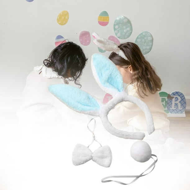 Disfraz de conejo para mujer, diadema con orejas, pajarita, banda para el pelo, para disfraces, favores de fiesta, cumpleaños, Pascua, niñas , Azul Fernando disfraz de conejo