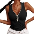 thumbnail image 3 of Lovebay Womens Zip Henley Sleeveless Shirts Slim Fit Zipper Scoop Neck Ribbed Knit Tank Tops S-2XL, 3 of 6