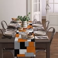 thumbnail image 4 of Table Runner Dresser Scarves 72 Inch Long, Modern Minimalist Geometric Linen Dining Table Runners Orange Gray Black Rectangle Blocks Tabletop Scarf for Wedding Holiday Party Kitchen, 4 of 7