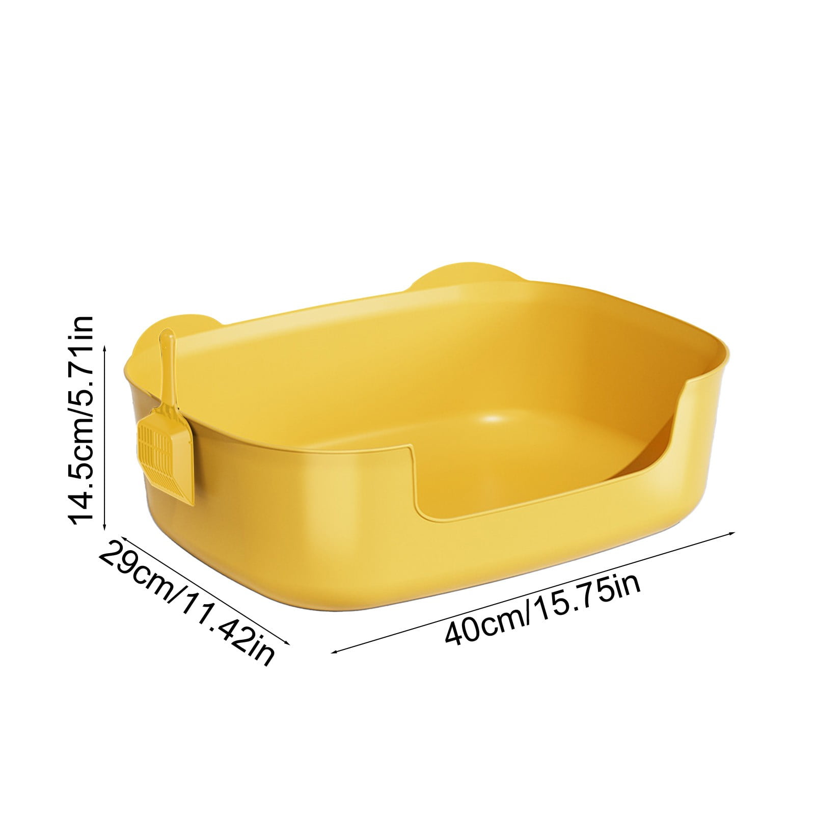 SHENGXINY 1PCS Cat Litter Boxes, Large Cats Litter Box, Banding Out Proof Spillage Proof Cats Litter Box ,Pet Supplies, Fully Open One Pieces Litter Tray Yellow 15.75x11.42x5.71 in