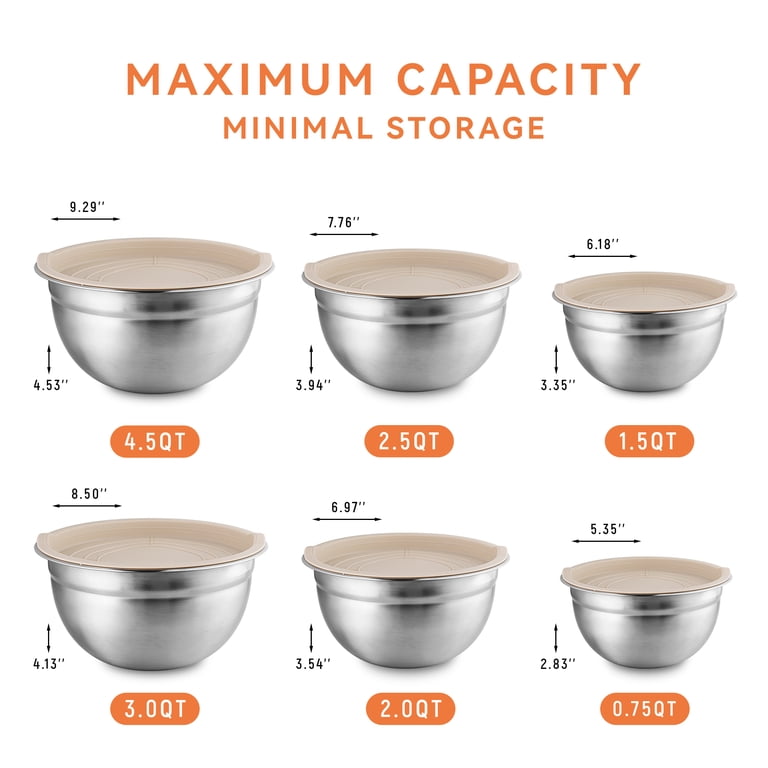 NULAS 6-Piece Stainless Steel Mixing Bowl Set with Lids photo 4