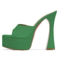 thumbnail image 2 of YDN Women Classic Block Platform High Heels Pumps Square Open Toe Slip On Dressy Wedding Slide Party Dressy Mules Shoes Size 8.5 Green, 2 of 4