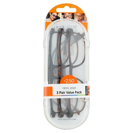 2.50 Readers - Optx 20/20 Heritage OM2 +2.50 Eyeglass Value Pack, 3 pair