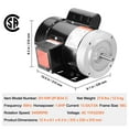 thumbnail image 6 of KFFKFF 1HP Electric Motor, 3450 rpm, AC 115V/230V, 56C Framework, Single Phase Air Pump Engine, 5/8" Keyed Axle, Bidirectional Spin for Farming Tools and Universal Devices, 6 of 9