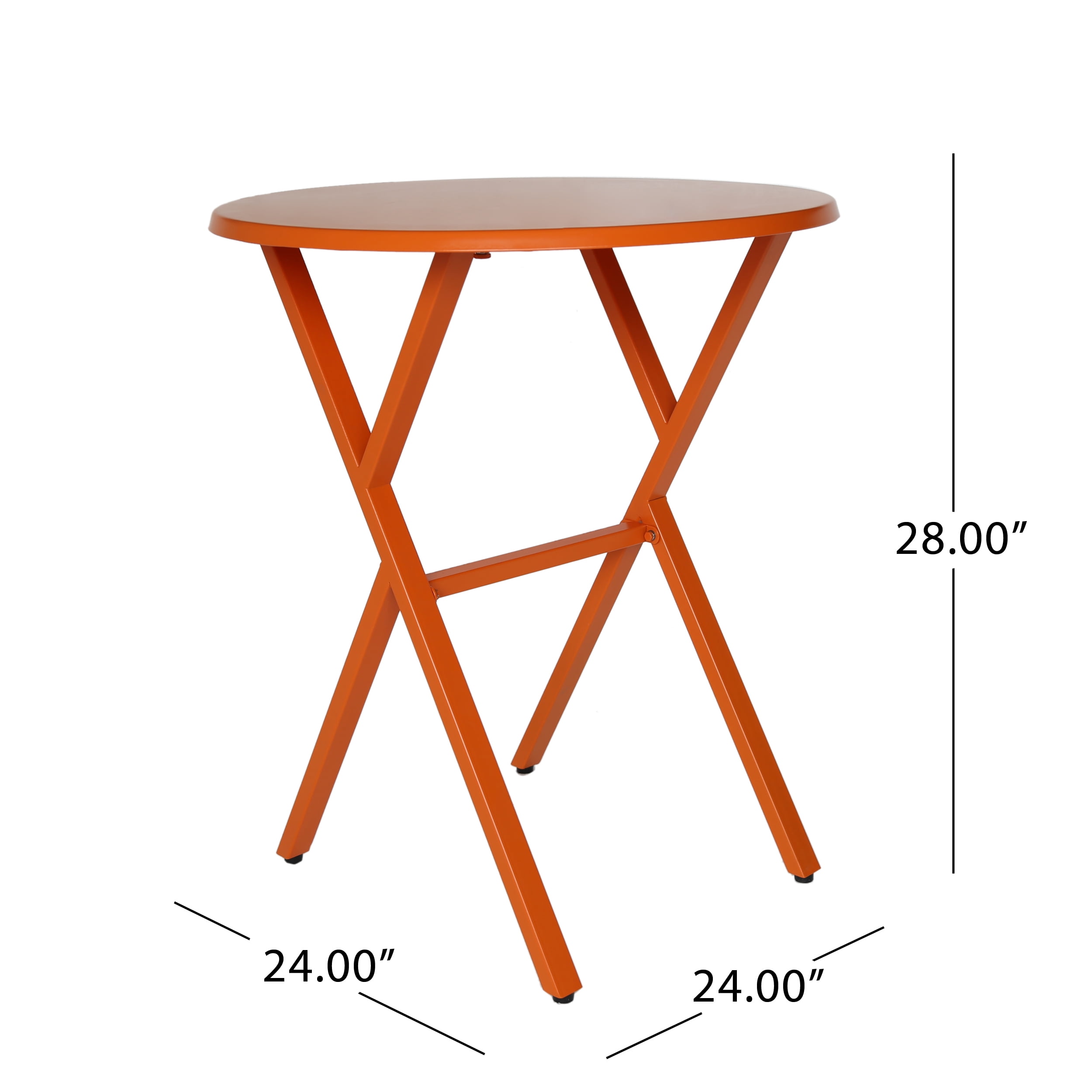 Fletcher Outdoor 3 Piece Iron Bistro Set, Matte Orange