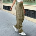 thumbnail image 2 of Bovemsi Cargo Pants Women Daily Elastic Waist Pockets Straight Solid Color Casual Loose Long Trousers Work Pants, 2 of 8