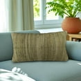 thumbnail image 2 of PILLOWPIA Chindi Handwoven Lumbar Pillow Cover, 14" x 24", Cotton with Brass Zipper- Moss, 2 of 9