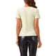 thumbnail image 3 of Camiseta casual de terciopelo para mujer Inspire Chic, de cuello en V, de manga corta, tamaño S, color beige, 3 of 6