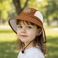 thumbnail image 2 of Oiyii Toddler Girls Breathable Bucket Hats Bear Embroidered Mesh Panel Camping Sun Hats, Coffee, 2 of 4
