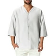 thumbnail image 2 of Goodtrade8 Mens Summer T-Shirts 3/4 Sleeve Plain Button Casual Button up Button up Shirts for Men Outdoor, 2 of 8