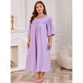thumbnail image 2 of FEREMO 100% Cotton Nightgowns for Plus Size Women Pleated Soft Sleepwear with Pockets, 2 of 6