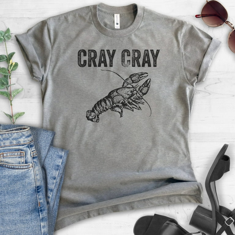 Cray Cray Shirt, Unisex Women's Men's Shirt, Crayfish Shirt, Fishing Shirt,  Funny Fish Shirt, Dark Heather Gray, XX-Large 