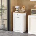 thumbnail image 5 of Trash Cabinet Double Tit Out Trash Bin, Dog Proof Hideaway Tilt Out Double Trash Can Holder with Two Drawers, Free Standing Recycling Cabinet for Kitchen Living Room White Double Door Black, 5 of 12