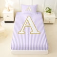 thumbnail image 3 of Erosebridal Gold Sequin Print A Letter Twin Sheet Sets, Purple Line Bedding, 3pcs, 3 of 5