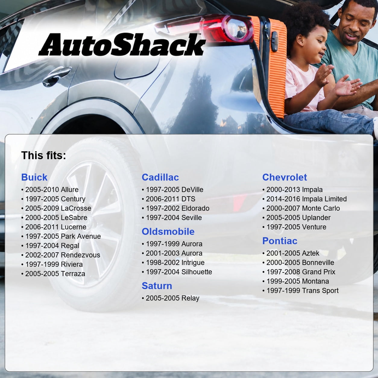 AutoShack Front or Rear Wheel Hub Bearing Assembly - Driver or Passenger Side for Chevrolet & Buick, Impala 2000-2013 LeSabre 2000-2005, FWD V6 3.4L 3.5L 3.6L 3.8L 3.9L V8 5.3L - 5-Lug, With ABS