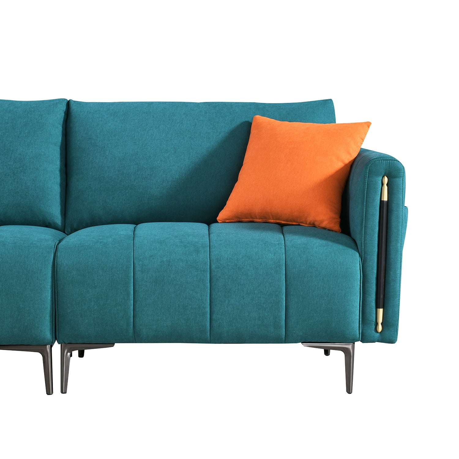 Kadyn 76.3 inch Fabric Couches, Deep Seat Sofa with 2 Side Pockets, Modern Fabric Sofa for Living Room, Movable Back, Green